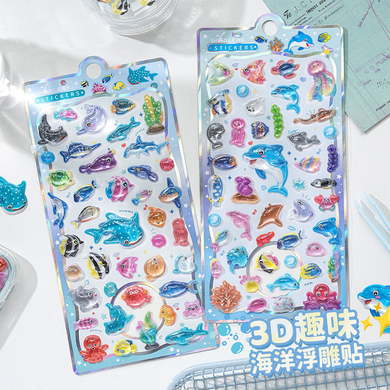 Japanese Lifestyle Anime - Stiker Kristal Relief 3D Kehidupan Laut