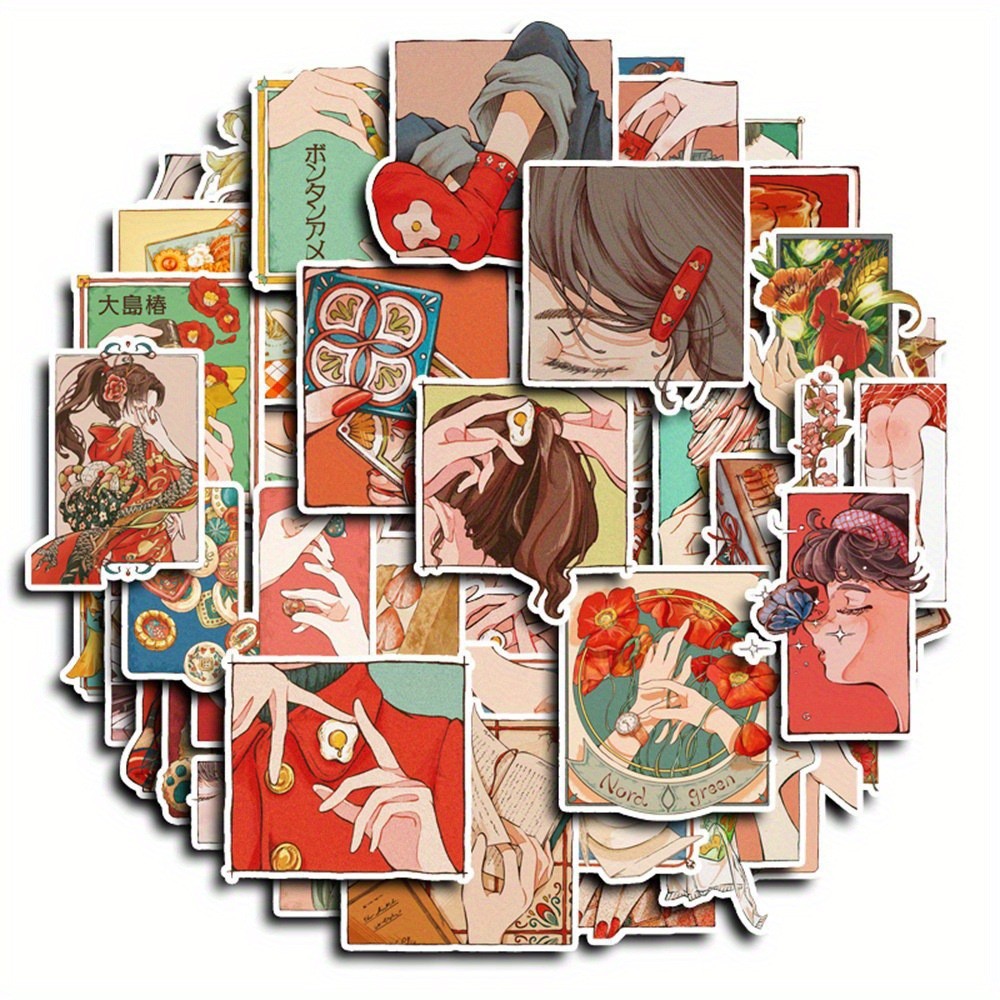 50Pcs Stiker Gaya Tradisional  - Japanese Lifestyle Anime ulasan dan harga