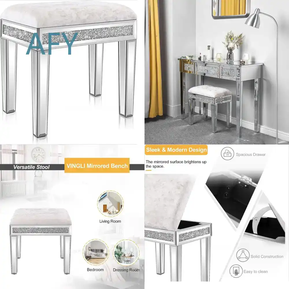 Bangku Rias Berlapis Beludru d - Muji Home Storage ulasan dan harga